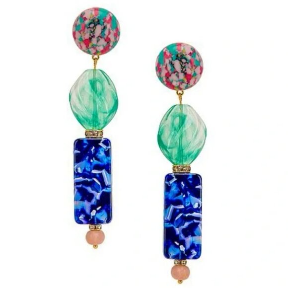 LELE SADOUGHI Stacked Stone Earrings in Blue. NWOT - Picture 1 of 7